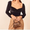 image:imageRVivimos Womens Fall Velvet Long Sleeves Square Neckline Casual Vintage Crop Tops BlouseBlack