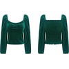 image:imageRVivimos Womens Fall Velvet Long Sleeves Square Neckline Casual Vintage Crop Tops BlouseDarkgreen