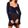 image:imageRVivimos Womens Fall Velvet Long Sleeves Square Neckline Casual Vintage Crop Tops BlouseNavyblue