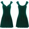 image:imageRVivimos Womens Fall Velvet Party Dress Sleeveless V Neck Empire Waist Elastic Fit and Flare Swing Mini DressGreen