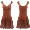 image:imageRVivimos Womens Fall Velvet Party Dress Sleeveless V Neck Empire Waist Elastic Fit and Flare Swing Mini DressRustbrown