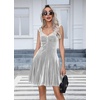 image:imageRVivimos Womens Fall Velvet Party Dress Sleeveless V Neck Empire Waist Elastic Fit and Flare Swing Mini DressSilver