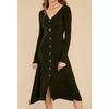 image:imageRVivimos Womens Fall Winter Long Sleeves VNeck Casual Button Down Knit Sweater Midi DressArmygreen