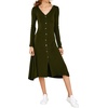 image:imageRVivimos Womens Fall Winter Long Sleeves VNeck Casual Button Down Knit Sweater Midi DressArmygreen