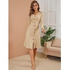 image:imageRVivimos Womens Fall Winter Long Sleeves VNeck Casual Button Down Knit Sweater Midi DressBeige