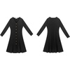 image:imageRVivimos Womens Fall Winter Long Sleeves VNeck Casual Button Down Knit Sweater Midi DressBlack