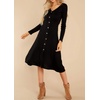 image:imageRVivimos Womens Fall Winter Long Sleeves VNeck Casual Button Down Knit Sweater Midi DressBlack