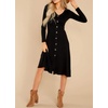 image:imageRVivimos Womens Fall Winter Long Sleeves VNeck Casual Button Down Knit Sweater Midi DressBlack