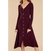 image:imageRVivimos Womens Fall Winter Long Sleeves VNeck Casual Button Down Knit Sweater Midi DressBurgundy