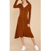 image:imageRVivimos Womens Fall Winter Long Sleeves VNeck Casual Button Down Knit Sweater Midi DressBurningorange