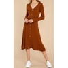 image:imageRVivimos Womens Fall Winter Long Sleeves VNeck Casual Button Down Knit Sweater Midi DressBurningorange