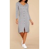 image:imageRVivimos Womens Fall Winter Long Sleeves VNeck Casual Button Down Knit Sweater Midi DressGray