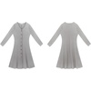 image:imageRVivimos Womens Fall Winter Long Sleeves VNeck Casual Button Down Knit Sweater Midi DressGray