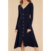 image:imageRVivimos Womens Fall Winter Long Sleeves VNeck Casual Button Down Knit Sweater Midi DressNavyblue