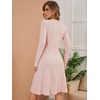 image:imageRVivimos Womens Fall Winter Long Sleeves VNeck Casual Button Down Knit Sweater Midi DressPink