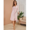 image:imageRVivimos Womens Fall Winter Long Sleeves VNeck Casual Button Down Knit Sweater Midi DressPink