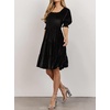 image:imageRVivimos Womens Fall Winter Velvet Casual Dress Puff Sleeve Square Neck Elastic Smocked ALine Swing Flowy Knee Length DressBlack