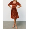 image:imageRVivimos Womens Fall Winter Velvet Casual Dress Puff Sleeve Square Neck Elastic Smocked ALine Swing Flowy Knee Length DressBrown