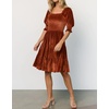 image:imageRVivimos Womens Fall Winter Velvet Casual Dress Puff Sleeve Square Neck Elastic Smocked ALine Swing Flowy Knee Length DressBrown