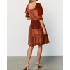 image:imageRVivimos Womens Fall Winter Velvet Casual Dress Puff Sleeve Square Neck Elastic Smocked ALine Swing Flowy Knee Length DressBrown