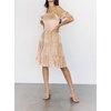 image:imageRVivimos Womens Fall Winter Velvet Casual Dress Puff Sleeve Square Neck Elastic Smocked ALine Swing Flowy Knee Length DressChampagne