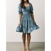 image:imageRVivimos Womens Fall Winter Velvet Casual Dress Puff Sleeve Square Neck Elastic Smocked ALine Swing Flowy Knee Length DressGreyblue