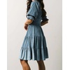 image:imageRVivimos Womens Fall Winter Velvet Casual Dress Puff Sleeve Square Neck Elastic Smocked ALine Swing Flowy Knee Length DressGreyblue