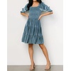 image:imageRVivimos Womens Fall Winter Velvet Casual Dress Puff Sleeve Square Neck Elastic Smocked ALine Swing Flowy Knee Length DressGreyblue