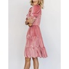 image:imageRVivimos Womens Fall Winter Velvet Casual Dress Puff Sleeve Square Neck Elastic Smocked ALine Swing Flowy Knee Length DressPink