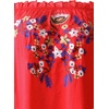 image:imageRVivimos Womens Floral Embroidered Off Shoulder Long Sleeve Short DressesRed