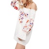 image:imageRVivimos Womens Floral Embroidered Off Shoulder Long Sleeve Short DressesWhite