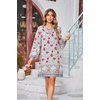 image:imageRVivimos Womens Long Sleeve Boho Tunic Dress V Neck Floral Print Casual Loose Patchwork Hem Mini DressBlue