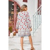 image:imageRVivimos Womens Long Sleeve Boho Tunic Dress V Neck Floral Print Casual Loose Patchwork Hem Mini DressBlue