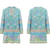 image:imageRVivimos Womens Long Sleeve Boho Tunic Dress V Neck Floral Print Casual Loose Patchwork Hem Mini DressTeal