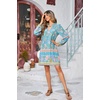 image:imageRVivimos Womens Long Sleeve Boho Tunic Dress V Neck Floral Print Casual Loose Patchwork Hem Mini DressTeal