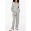 image:imageRVivimos Womens Long Sleeve Button Down Shirts Fall Winter Casual Loose Waffle Knit TopsGrey