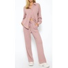image:imageRVivimos Womens Long Sleeve Button Down Shirts Fall Winter Casual Loose Waffle Knit TopsPink