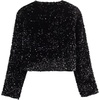 image:imageRVivimos Womens Long Sleeve Crop Tops Fall Winter Sequin Bow Tie Glitter Fashion Casual Tops BlousesBlack
