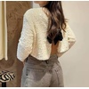 image:imageRVivimos Womens Long Sleeve Crop Tops Fall Winter Sequin Bow Tie Glitter Fashion Casual Tops BlousesWhite