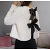 image:imageRVivimos Womens Long Sleeve Crop Tops Fall Winter Sequin Bow Tie Glitter Fashion Casual Tops BlousesWhite