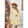 image:imageRVivimos Womens Long Sleeve Shirt Mini Dress Spring Fall Cotton Swiss Dot Button Up Ruffle Hem Tunic Dress with PocketsBeigeswissdots