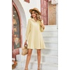 image:imageRVivimos Womens Long Sleeve Shirt Mini Dress Spring Fall Cotton Swiss Dot Button Up Ruffle Hem Tunic Dress with PocketsBeigeswissdots