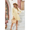 image:imageRVivimos Womens Long Sleeve Shirt Mini Dress Spring Fall Cotton Swiss Dot Button Up Ruffle Hem Tunic Dress with PocketsBeigeswissdots