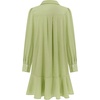 image:imageRVivimos Womens Long Sleeve Shirt Mini Dress Spring Fall Cotton Swiss Dot Button Up Ruffle Hem Tunic Dress with PocketsLight Green
