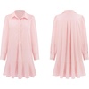 image:imageRVivimos Womens Long Sleeve Shirt Mini Dress Spring Fall Cotton Swiss Dot Button Up Ruffle Hem Tunic Dress with PocketsPinkswissdots