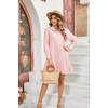 image:imageRVivimos Womens Long Sleeve Shirt Mini Dress Spring Fall Cotton Swiss Dot Button Up Ruffle Hem Tunic Dress with PocketsPinkswissdots