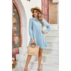 image:imageRVivimos Womens Long Sleeve Shirt Mini Dress Spring Fall Cotton Swiss Dot Button Up Ruffle Hem Tunic Dress with PocketsSkyblueswissdots