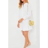image:imageRVivimos Womens Long Sleeve Shirt Mini Dress Spring Fall Cotton Swiss Dot Button Up Ruffle Hem Tunic Dress with PocketsWhiteswissdots