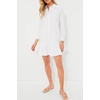 image:imageRVivimos Womens Long Sleeve Shirt Mini Dress Spring Fall Cotton Swiss Dot Button Up Ruffle Hem Tunic Dress with PocketsWhiteswissdots