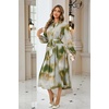 image:imageRVivimos Womens Long Sleeve Tie Dye Henley V Neck Button Up Loose Flowy Midi Dress with BeltArmy Green